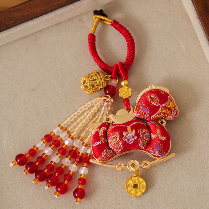 Buddha Stones 午年刺繍豊かさキーホルダー - image 1