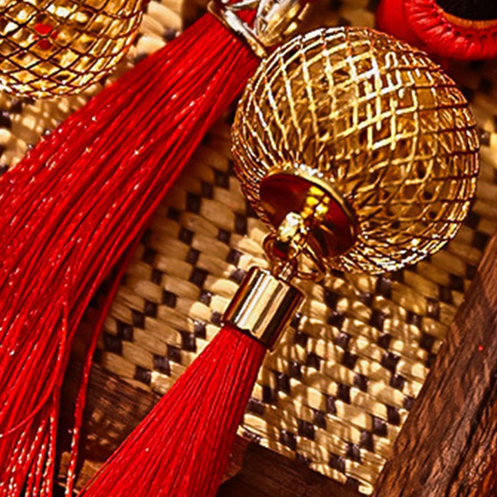 Buddha Stones 午年福文字刺繍赤紐幸運吊り飾り - image 12