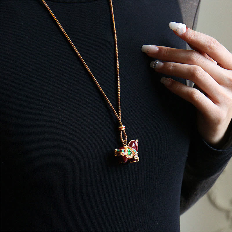 Buddha Stones 午年 銅真鍮 バランスネックレスペンダント - image 1