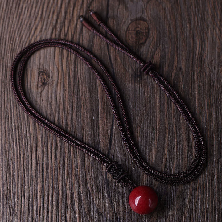 Buddha Stones 辰砂の悪霊除けネックレスペンダント - ブラウンロープ - image 6