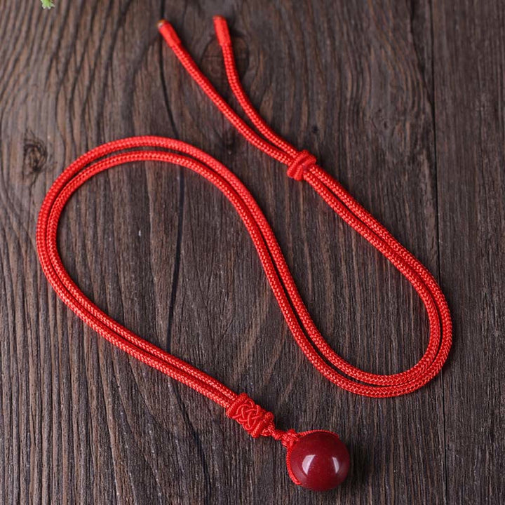 Buddha Stones 辰砂の悪霊除けネックレスペンダント - 赤いロープ - image 1