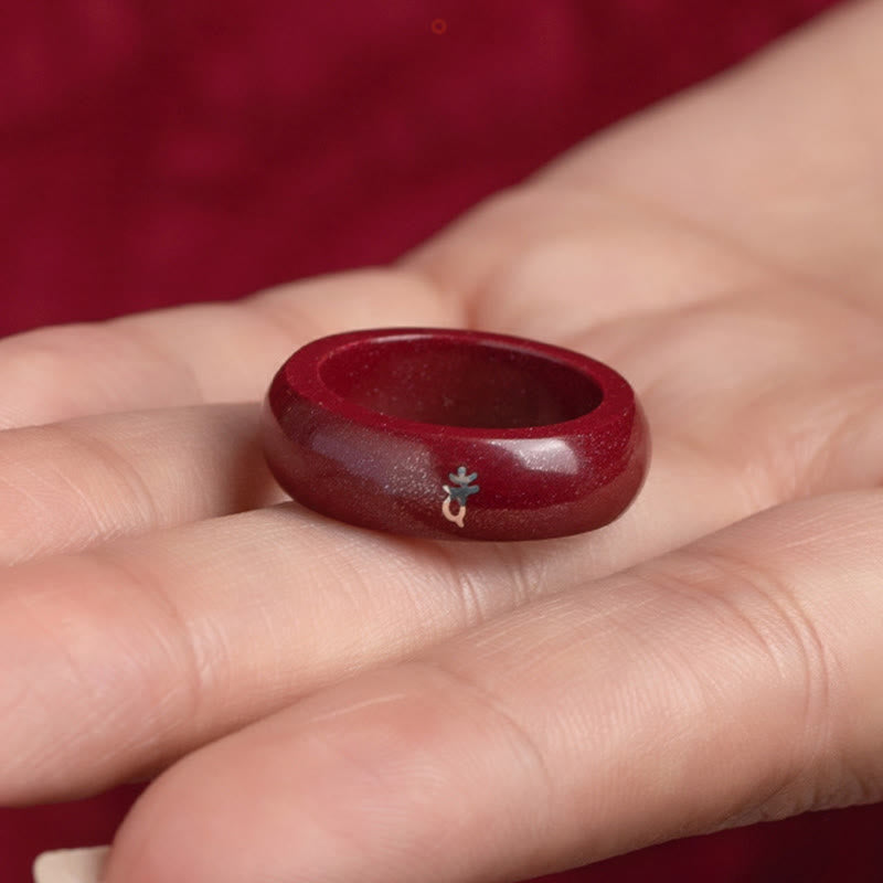 Buddha Stones 中国の干支、午年の辰砂の良縁祈願リング - image 18