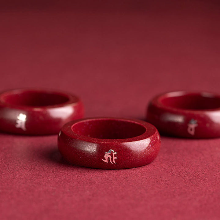 Buddha Stones 中国の干支、午年の辰砂の良縁祈願リング - image 22