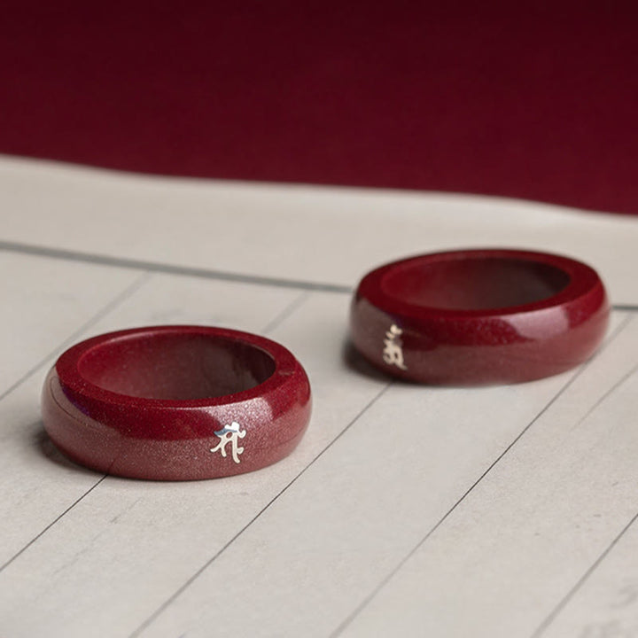 Buddha Stones 中国の干支、午年の辰砂の良縁祈願リング - image 23