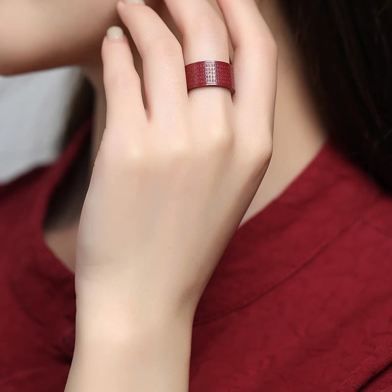 Buddha Stones 辰砂オーム・マニ・パドメ・フム般若心経良縁祈願リング - image 9