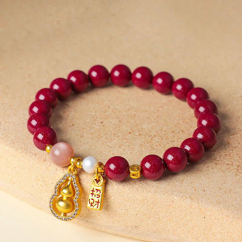 Buddha Stones 辰砂の良縁祈願と幸運繁栄を引き寄せるブレスレット - 辰砂（手首周り：14～15cm） - image 0