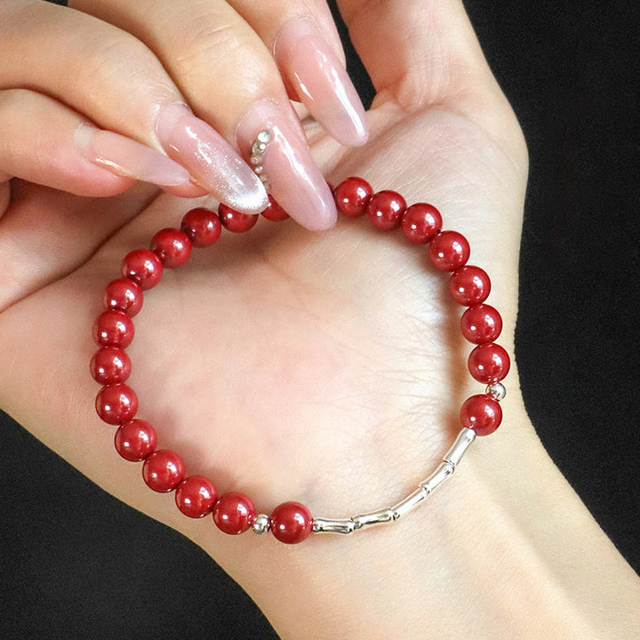 Buddha Stones シナバー 925 スターリングシルバー カーム コンセントレーション ブレスレット - image 0