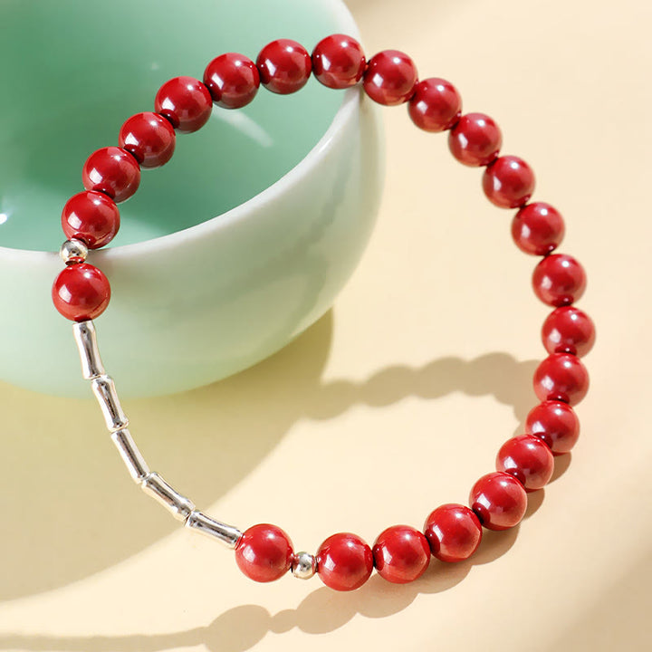 Buddha Stones シナバー 925 スターリングシルバー カーム コンセントレーション ブレスレット - 朱砂 6mmビーズ（手首周り：14～15cm） - image 7