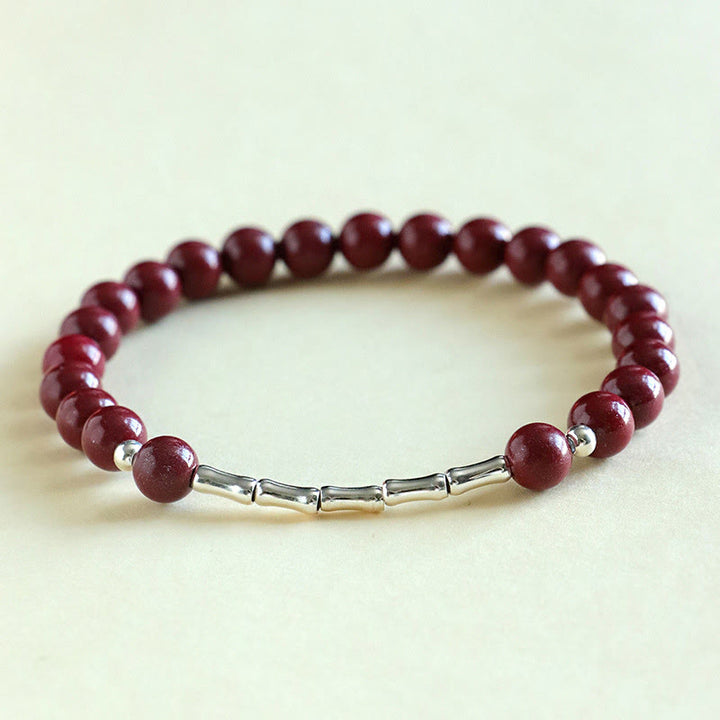 Buddha Stones シナバー 925 スターリングシルバー カーム コンセントレーション ブレスレット - 辰砂 6mmビーズ（手首周り：14～15cm） - image 9