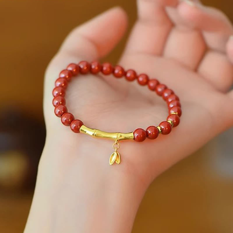 Buddha Stones竹製 辰砂 925スターリングシルバー コンセントレーションブレスレット - image 1