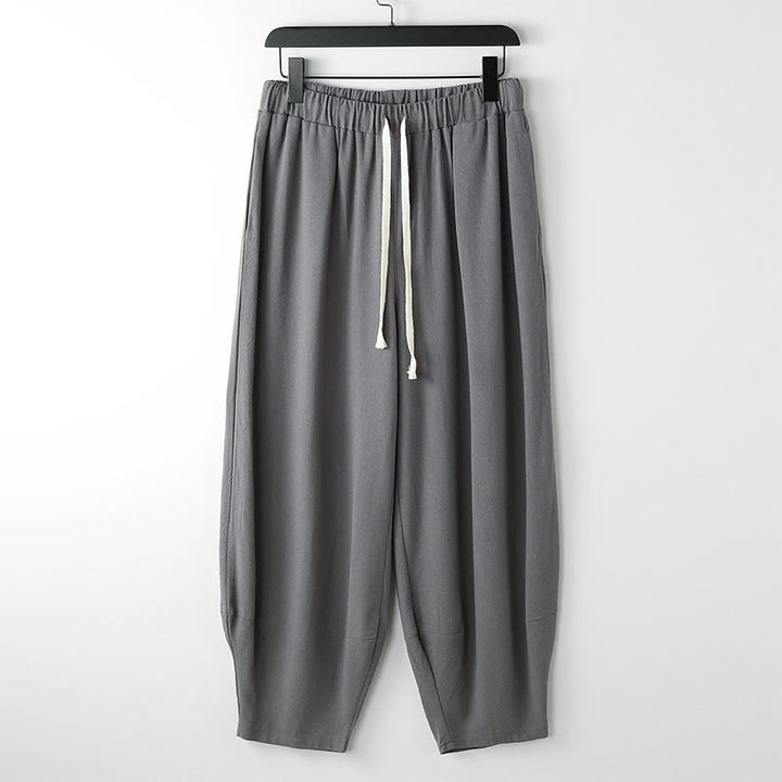 Buddha Stones 夏用無地ドローストリングアンクル丈メンズハーレムパンツ（ポケット付き） - グレー - US/UK/AU54、 EU64 (9XL) - image 0