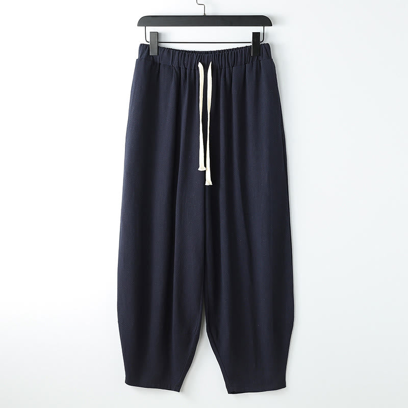 Buddha Stones 夏用無地ドローストリングアンクル丈メンズハーレムパンツ（ポケット付き） - ミッドナイトブルー - US/UK/AU54、 EU64 (9XL) - image 2