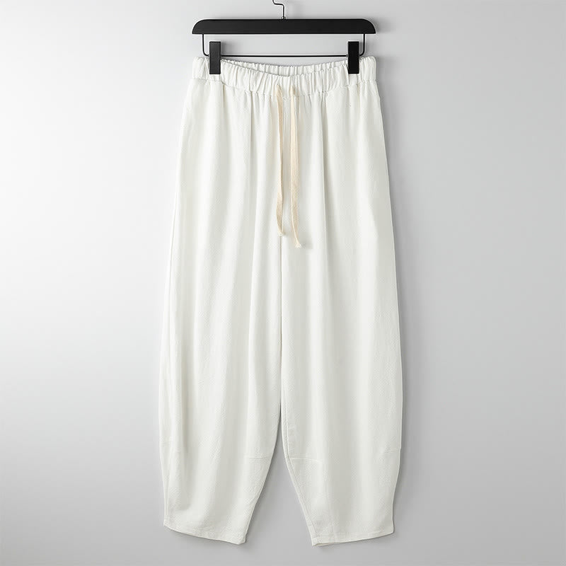 Buddha Stones 夏用無地ドローストリングアンクル丈メンズハーレムパンツ（ポケット付き） - 白 - US/UK/AU54、 EU64 (9XL) - image 4