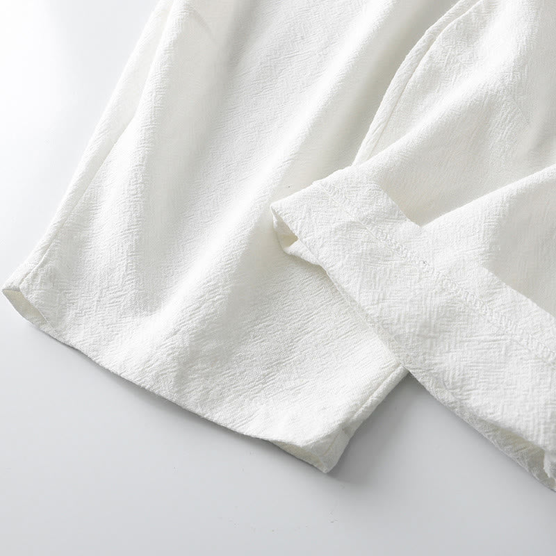 Buddha Stones 夏用無地ドローストリングアンクル丈メンズハーレムパンツ（ポケット付き） - image 8