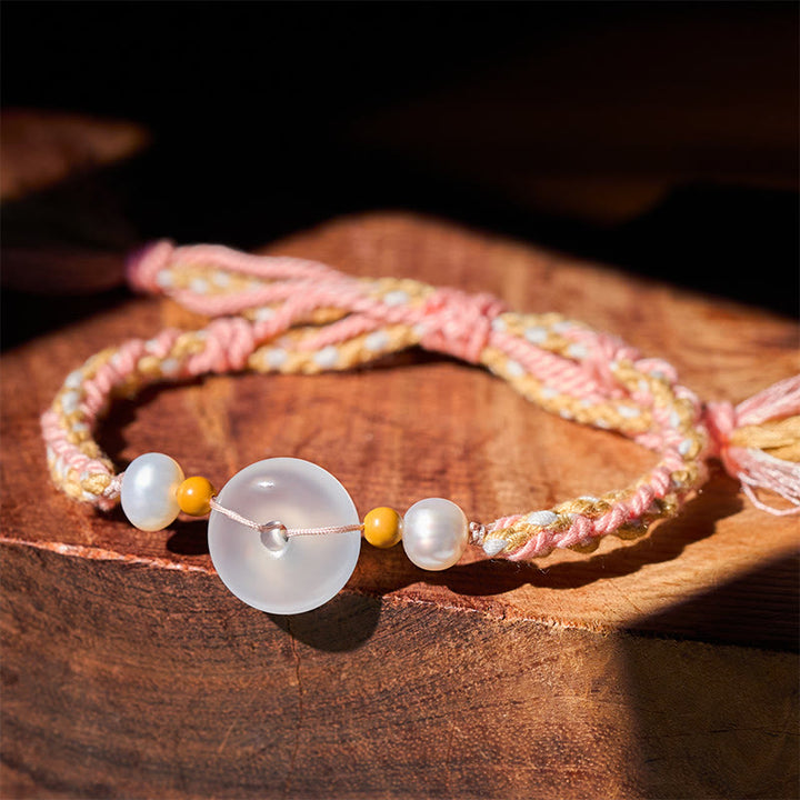 Buddha Stones カルセドニー平和のお守りチャーム幸運を呼ぶブレスレット - カルセドニー平和のお守りチャーム（手首周り：17～18cm） - image 0