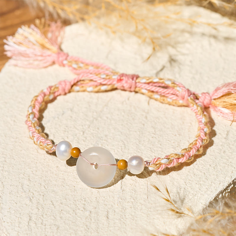 Buddha Stones カルセドニー平和のお守りチャーム幸運を呼ぶブレスレット - image 3