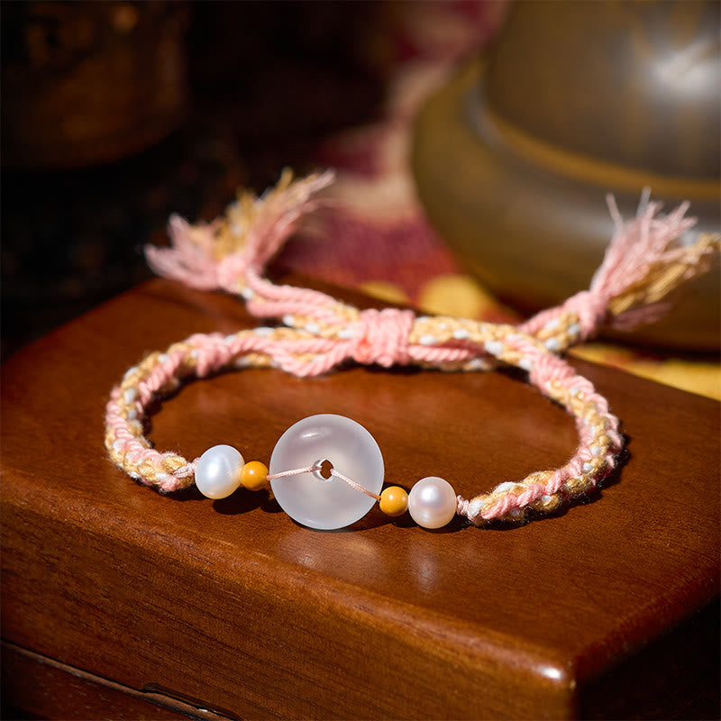 Buddha Stones カルセドニー平和のお守りチャーム幸運を呼ぶブレスレット - image 2