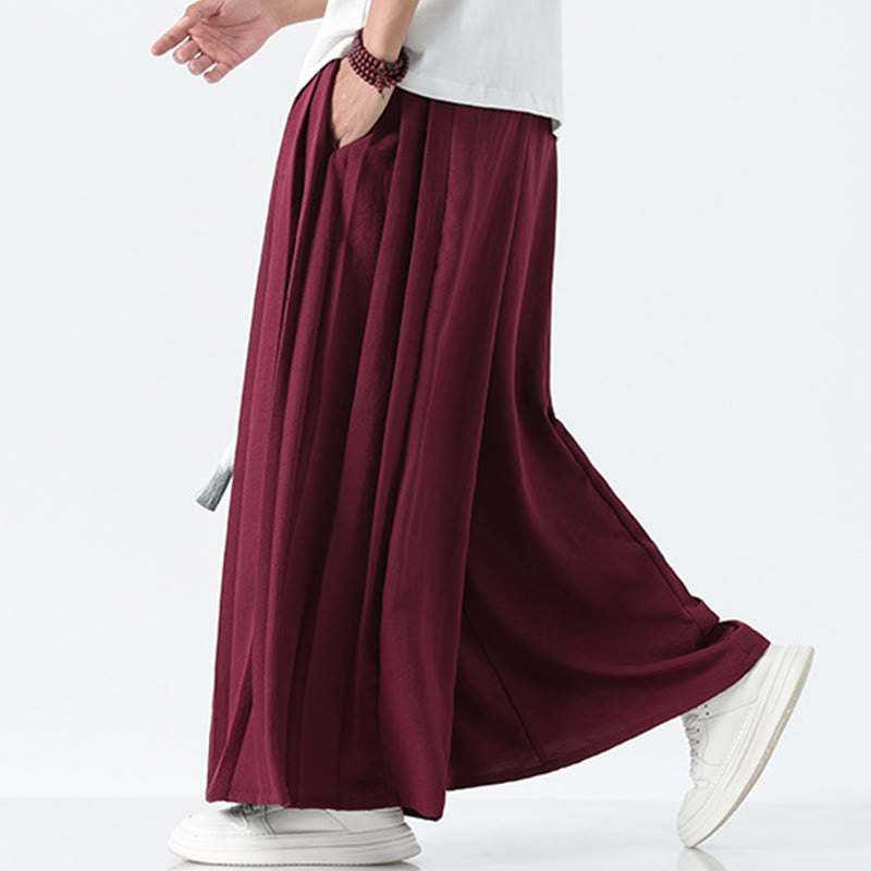 Buddha Stones 夏用ドラゴンドローストリングデザインコットンアンクル丈メンズワイドレッグパンツ（ポケット付き） - image 19