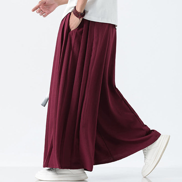 Buddha Stones 夏用ドラゴンドローストリングデザインコットンアンクル丈メンズワイドレッグパンツ（ポケット付き） - image 19