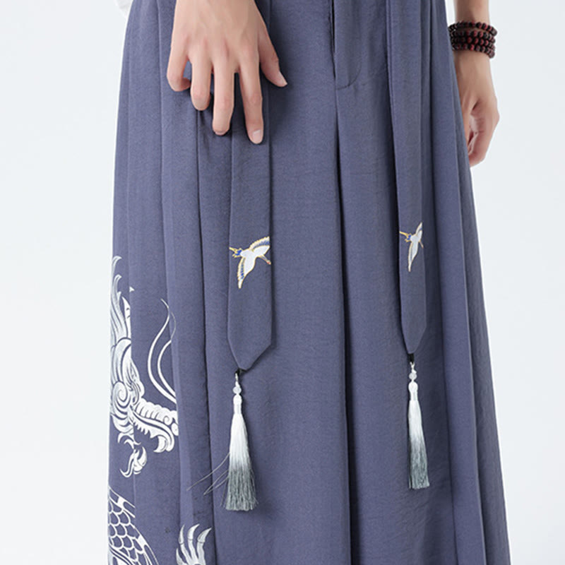 Buddha Stones 夏用ドラゴンドローストリングデザインコットンアンクル丈メンズワイドレッグパンツ（ポケット付き） - image 33