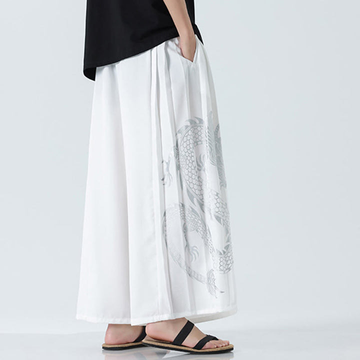 Buddha Stones 夏用ドラゴンドローストリングデザインコットンアンクル丈メンズワイドレッグパンツ（ポケット付き） - image 40