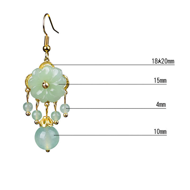 Buddha Stones グリーンピンクの花のLiuliガラスドロップイヤリング - image 4