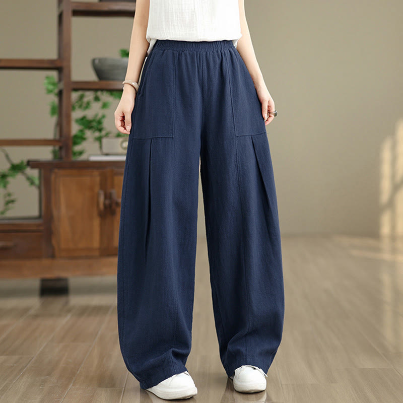 Buddha Stones 無地コットンリネンレディースストレートレッグパンツ（ポケット付き） - image 17
