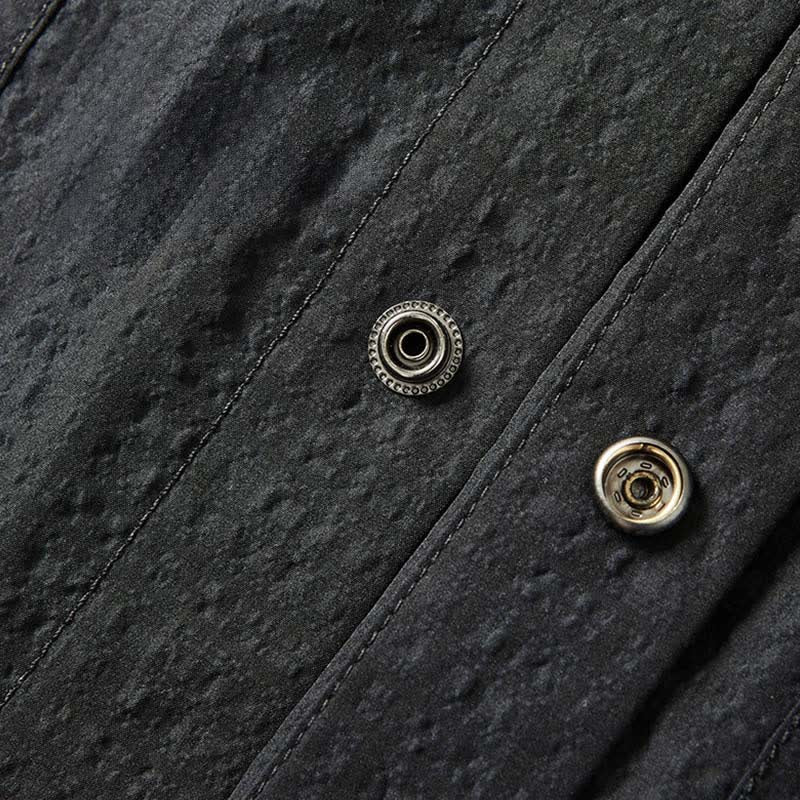 Buddha Stones 春の無地テクスチャー長袖ボタンメンズラペルシャツポケット付き - image 5