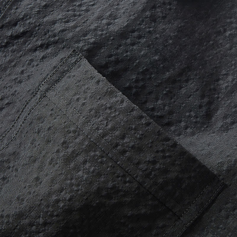 Buddha Stones 春の無地テクスチャー長袖ボタンメンズラペルシャツポケット付き - image 4