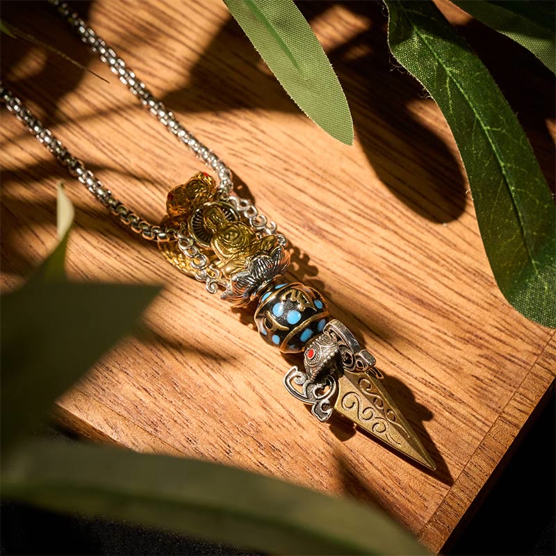 Buddha Stonesチベットオーム・マニ・パドメ・フム仏富回転ネックレス金剛ペンダント - image 3