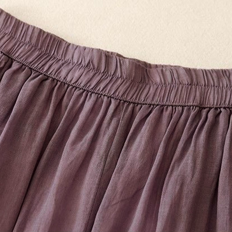 Buddha Stonesサイド刺繍デザインレディース7-8丈ワイドレッグパンツ（ポケット付き） - image 1