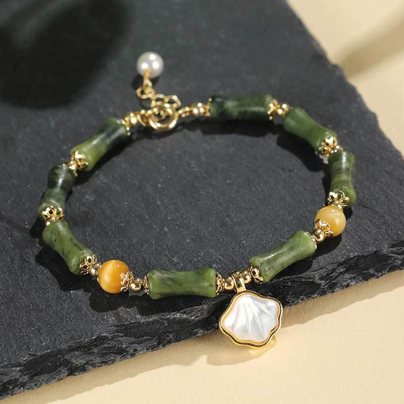 Buddha Stones ペリドット、グリーンアゲート、翡翠、ピンククリスタル、ブラックオブシディアンのラブブレスレット - ペリドット（手首周り：13～19cm） - image 0