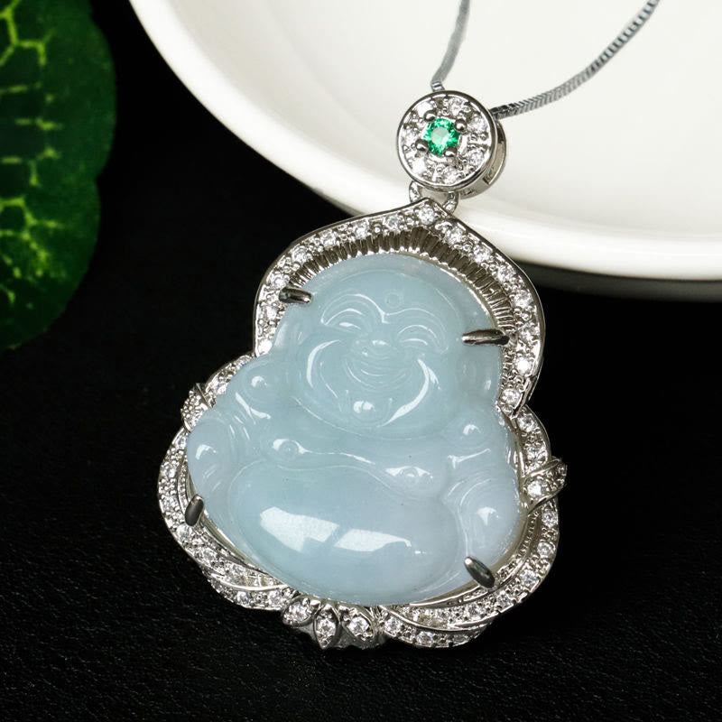 Buddha Stones 翡翠の笑い仏の豊穣のネックレスペンダント - image 10