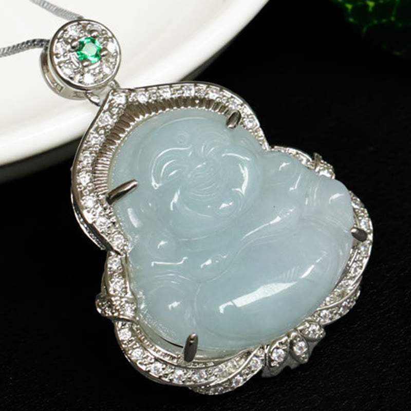 Buddha Stones 翡翠の笑い仏の豊穣のネックレスペンダント - image 9