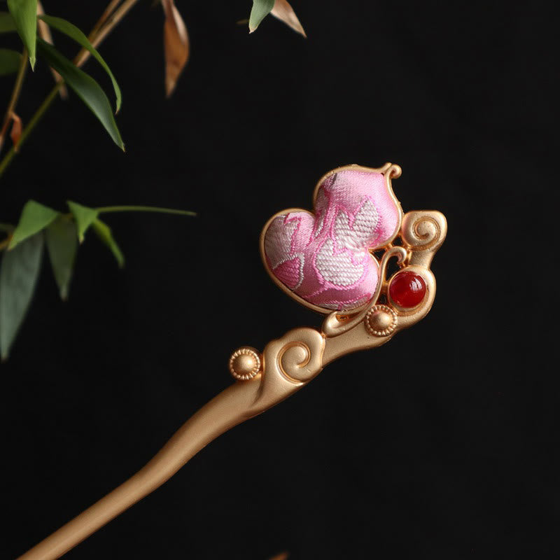 Buddha Stones ひょうたん型赤瑪瑙ビーズの落ち着いた自信のヘアピン - ピンクのひょうたん - image 7