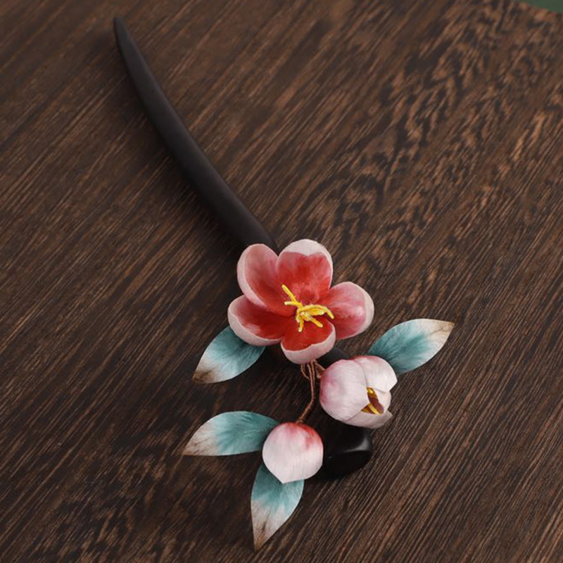 Buddha Stones 黒檀のベルベットフラワーの落ち着いたヘアピン - image 7