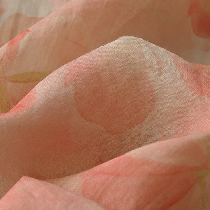 Buddha Stones 春の花柄クルーネック長袖レディースポリエステルシャツ - image 11