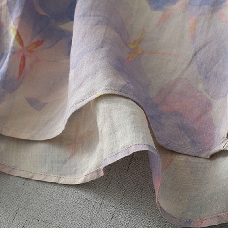 Buddha Stones 春の花柄クルーネック長袖レディースポリエステルシャツ - image 5