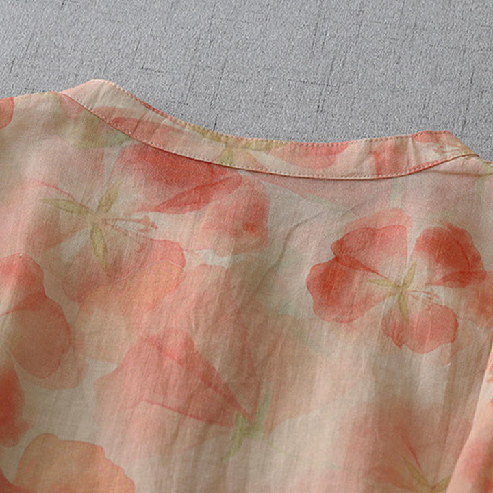 Buddha Stones 春の花柄クルーネック長袖レディースポリエステルシャツ - image 10