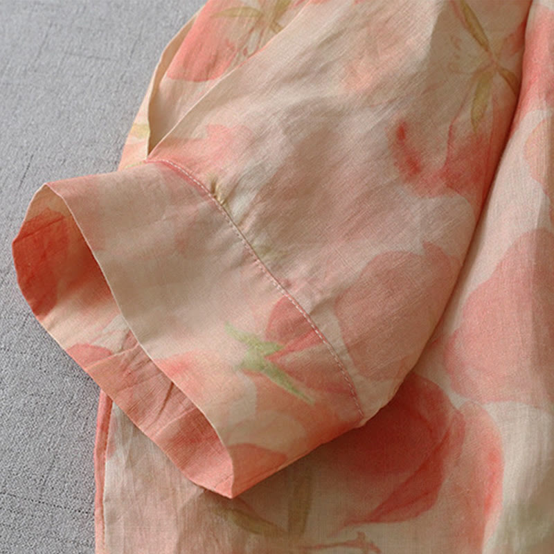 Buddha Stones 春の花柄クルーネック長袖レディースポリエステルシャツ - image 14