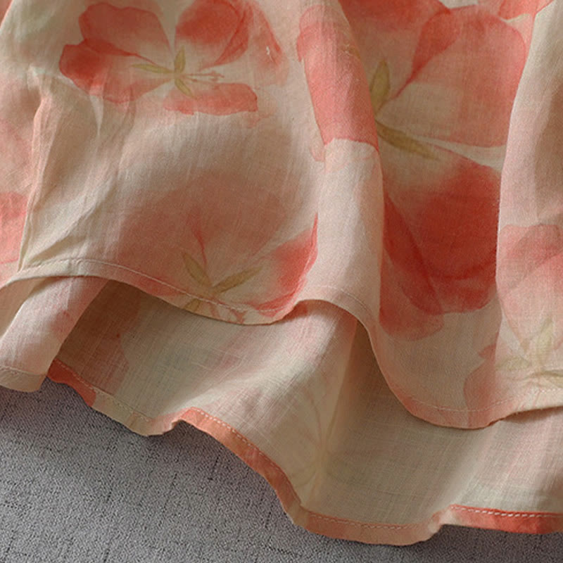 Buddha Stones 春の花柄クルーネック長袖レディースポリエステルシャツ - image 12