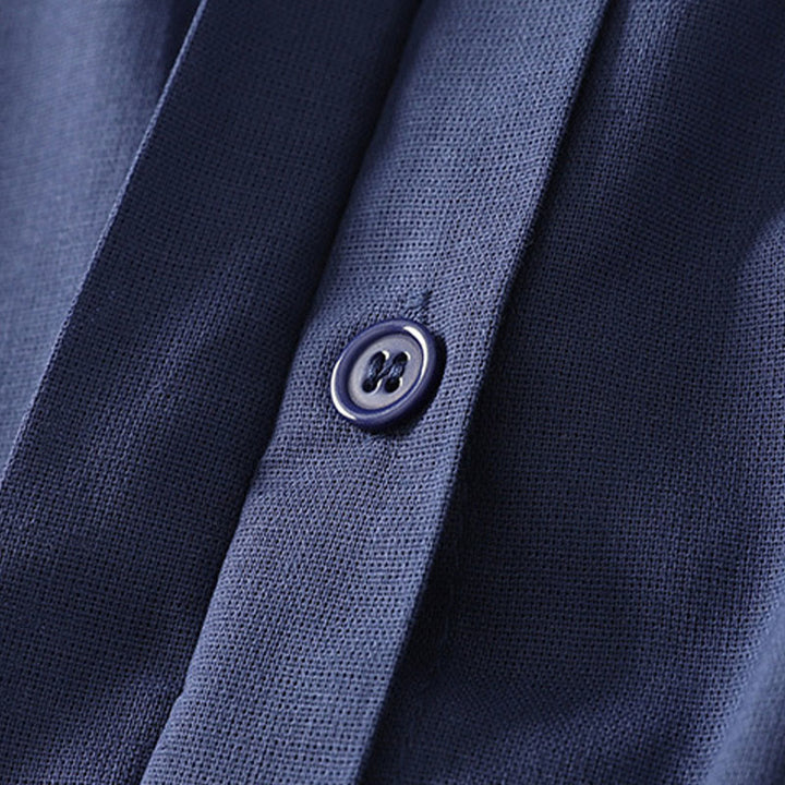 Buddha Stones 夏 スタンドカラー 半袖 無地 レディース ボタン コットン シャツ ポケット付き - image 2