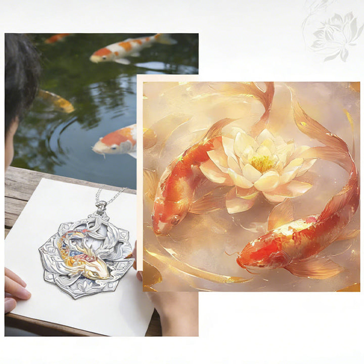 Buddha Stones 999スターリングシルバーのカラフルな鯉の彫刻が施された幸運のネックレスペンダント - image 16