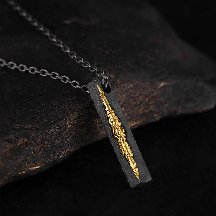 Buddha Stones 999スターリングシルバー999ゴールドオーム・マニ・パドメ・フムウィズダムネックレスペンダント - オム マニ パドメ ハム&55cm シルバー バジュラ チェーン - image 1