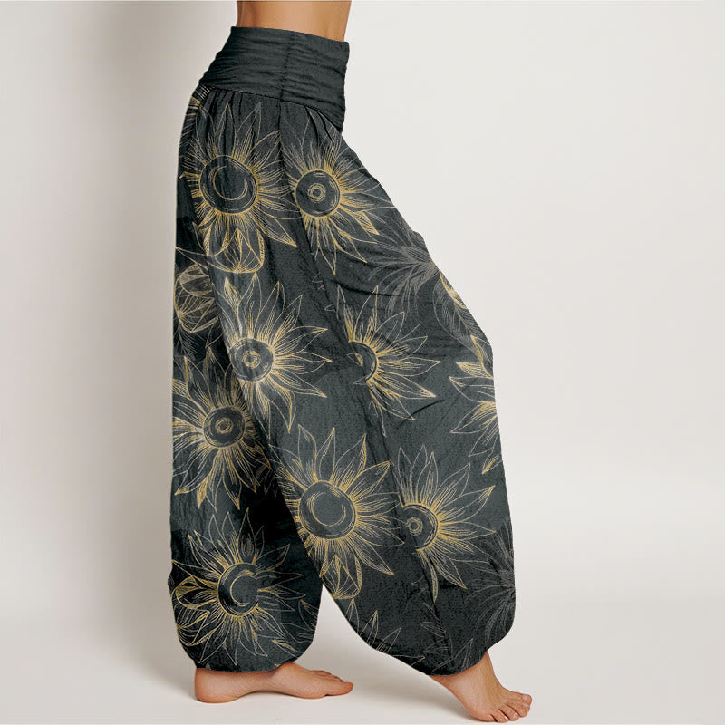 Buddha Stones コットン レトロプリント 花柄 レディース 伸縮性ウエスト ハーレムパンツ - image 7
