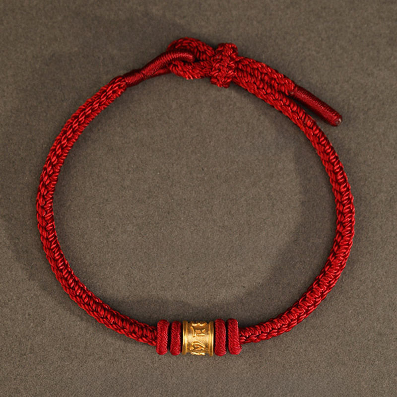 Buddha Stones チベットのハンドメイド999ゴールド製「オーム・マニ・パドメ・フム」幸運の守護ブレスレット - image 1