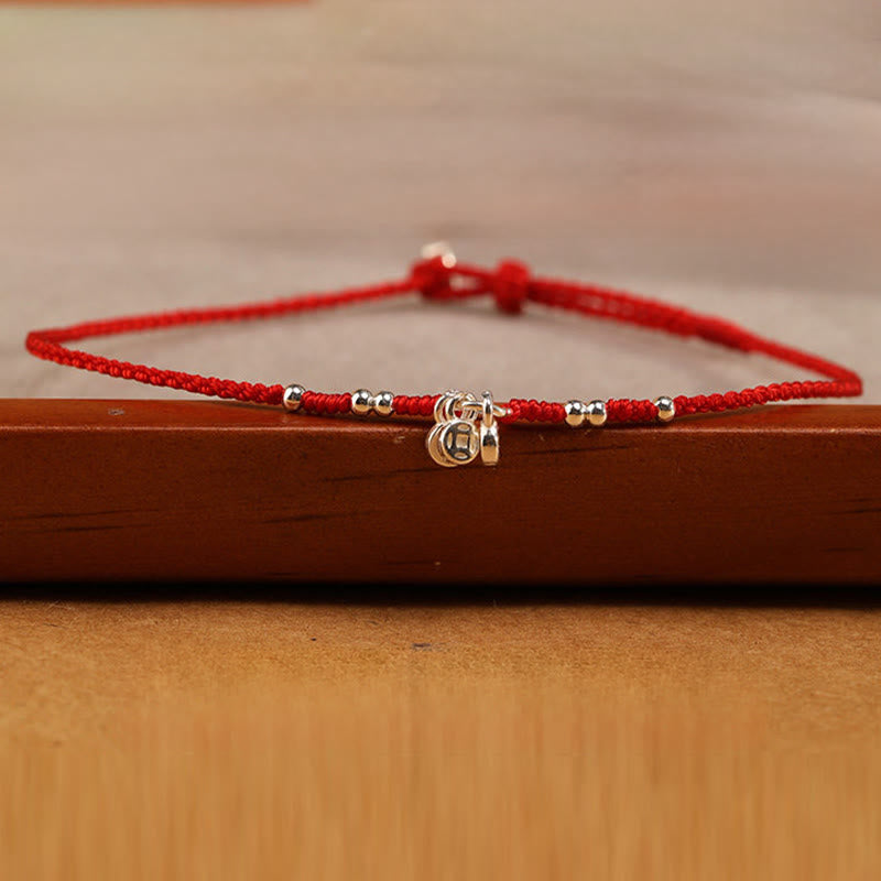 Buddha Stones 手作り925スターリングシルバー銅コインデザイン保護強度超薄型ブレスレットアンクレット - image 2