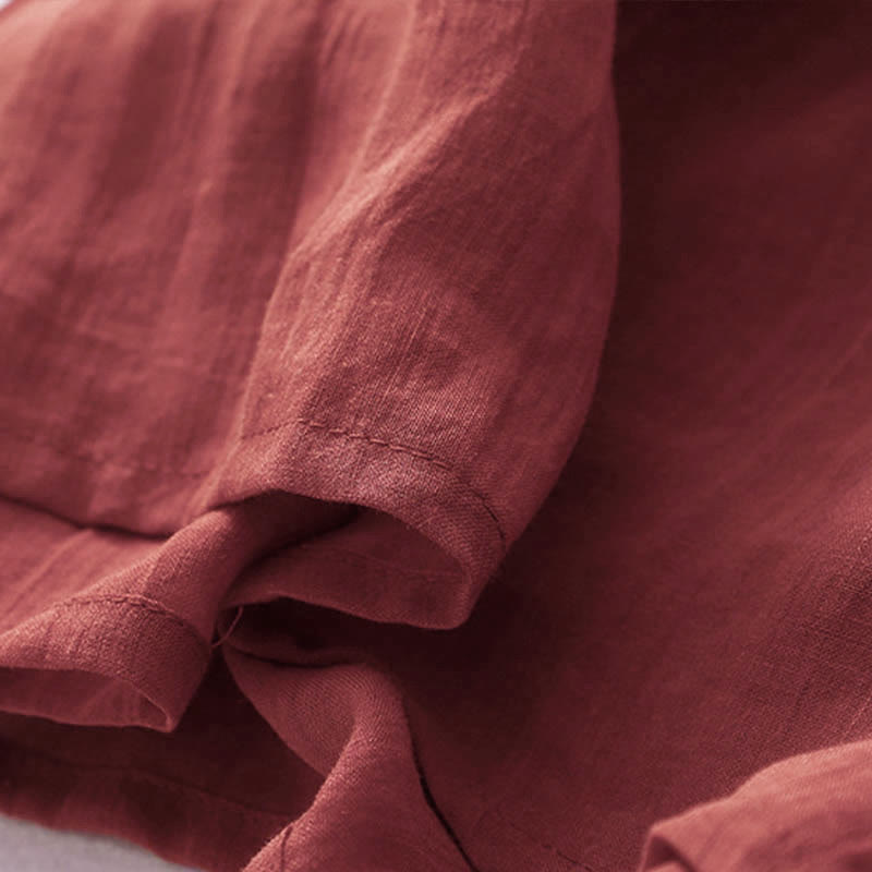 Buddha Stones無地刺繍入り半袖コットンミディドレス（ポケット付き） - image 21
