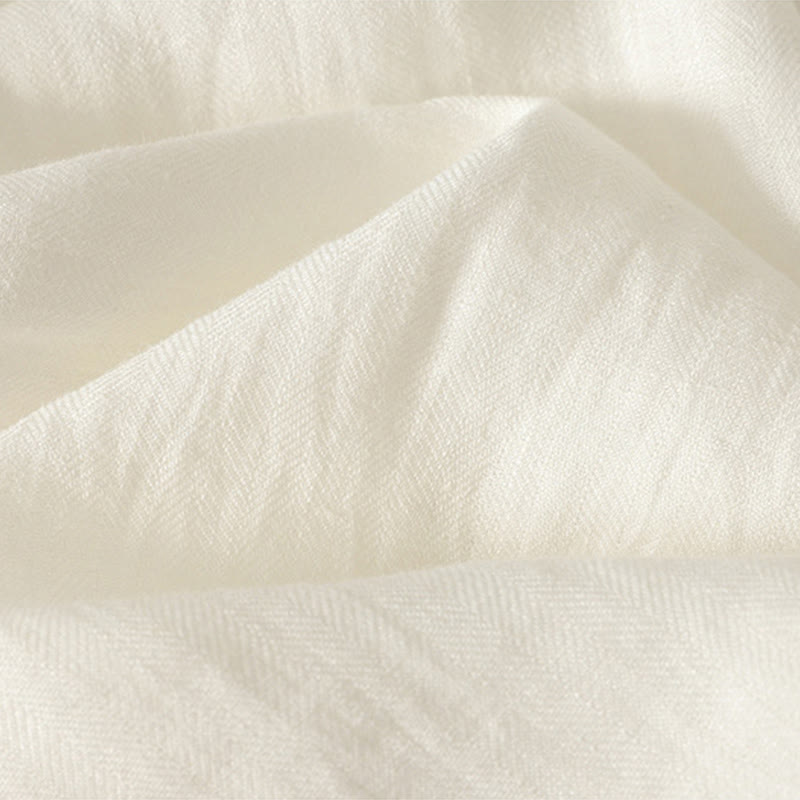 Buddha Stones 春の無地Vネック長袖レディースコットンシャツ - image 13