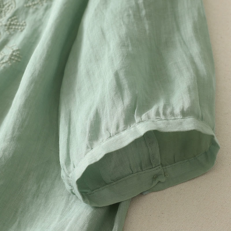 Buddha Stones 夏用花柄クルーネック半袖レディースポリエステルシャツ - image 12